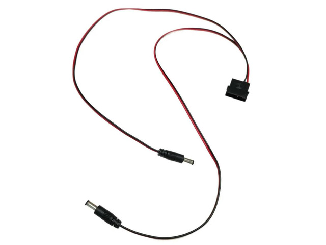 Computer IDE Molex Male to 2-Port DC 5.5*2.1 5.5mm x 2.1mm Converter Adapter Power Supply Cable 6.6A 12V 18AWG Wire 50cm