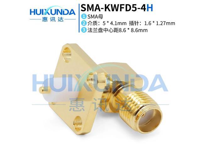 SMA-KWFD5-4H SMA Female Head Curved Chassis Panel Fixed Microstrip Connector with Four Hole Flange