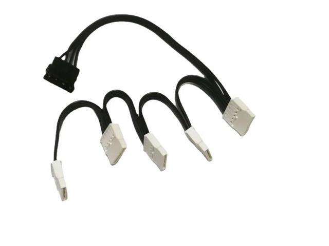 4Pin IDE Molex To 5-Port White 15Pin SATA Power Socket Cable Cord Lead 18AWG Wire for Hard Drive HDD SSD PC Server Cage Caddy