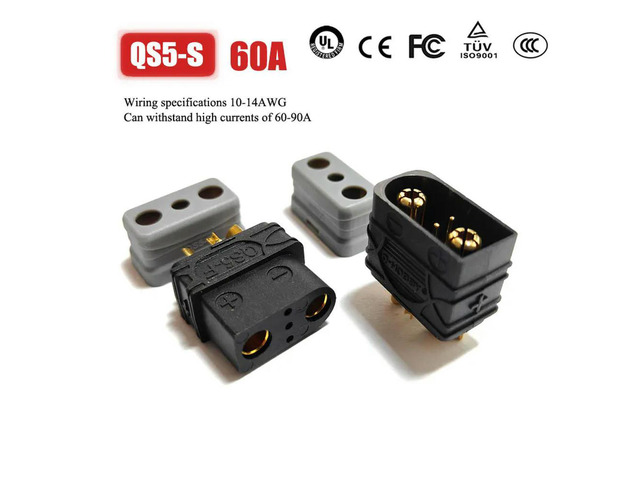 60A QS5 Lithium Connector with Signal Pin High Current Male Female Power Plug Anti-spark Plug for Aircraft Model