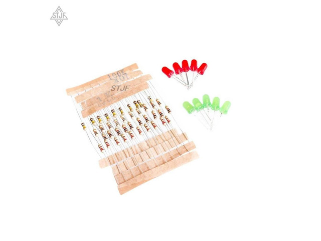 50pcs 1K 10K 100K 220 Ohm 1/4W l Film Resistor and Led KIT for for Raspberry Pi / for