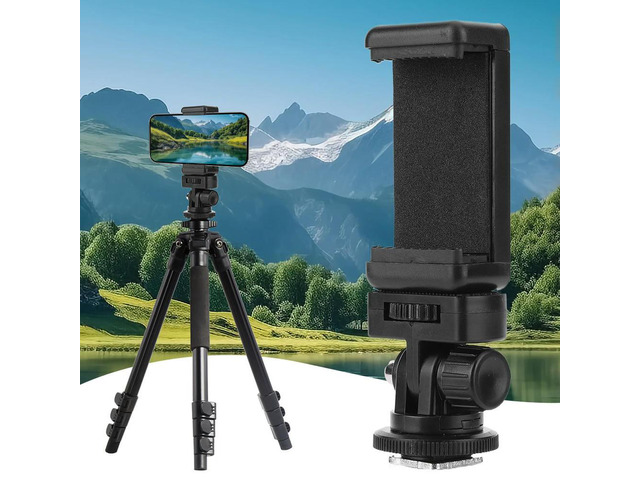 Phone Tripod Holder Clip W / Cold Shoe Mount RotateAdjustable Clamp Holder for for DSLR Camera