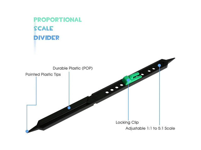 25.4cm Scale Divider Drawing Tool Proportional Drafting Rule Artists Adjustable Plastic Painting Teaching Tool