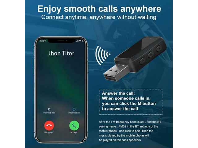 FM02 Mini USB Power Car Kit Handsfree Call USB Receiver Transmitter Dongle Bluetooth-Compatible Auto Accessories