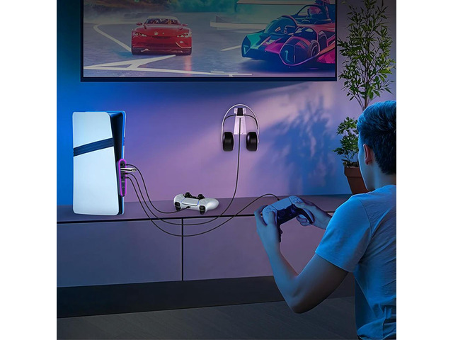 6 Ports Charger Adapter Converter with RGB Light USB Extender Data Transfer Extender for 5 Slim/Pro