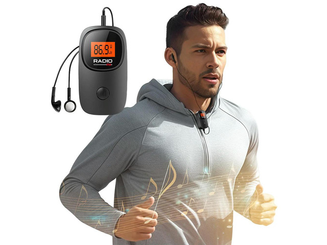 Radio Digital Tuning Pocket Radio with Earphone Operated Radio with Clip for Walking Jogging