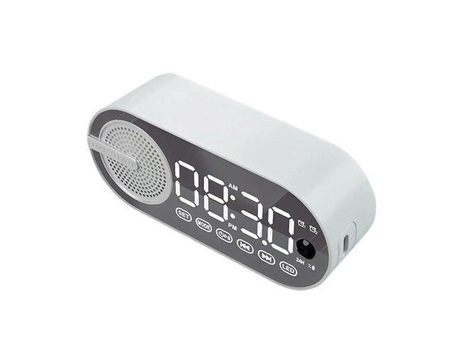 BT Speaker Small Alarm Clock LED Display with Dual Alarms Human-Activated for Bedroom Home
