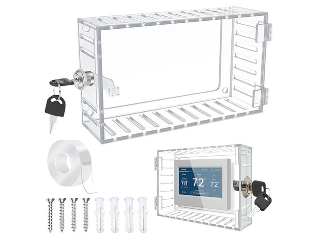 Universal Thermostat Lock Box with Key AC Lock Box Cover Acrylic Wall Mounted Thermostat Protector for Home Thermostat On Wall