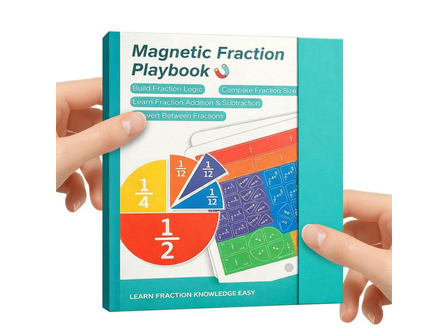 Magnetic Fraction Playbook Reusable Fraction Book Learning Tools Math Learning Puzzle Block Set for Elementary