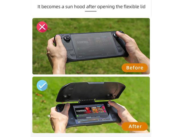 Console Protective Cover with Support Stand Non-Slip Sun Shield Cover Shock-Absorption Cooling Rear Housing Cover for Steam Deck