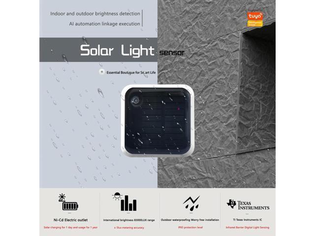 Solar Powered Light Sensor Waterproof IP65 Real Time Luminance Sensor High Precision Detection for Home Automation Scene Linkage