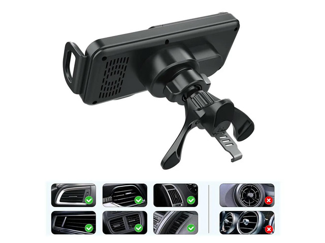 Car Charger 15W Dual Coil Car Vent Phone Holder One-Touch Rotatable Auto Rotating Phone Holder for Fold Screen Phone