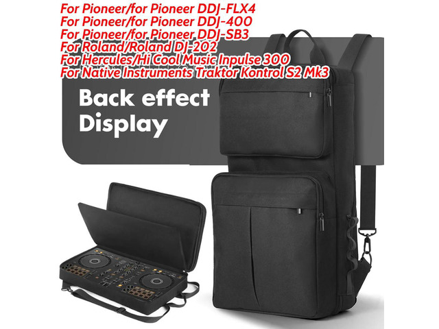 DJ Backpack for Pioneer DDJ-400/DDJ-FLX4 for Roland DJ-202 DJ Mixer Case Carrying Case Travelling Case Adjustable Shoulder Strap