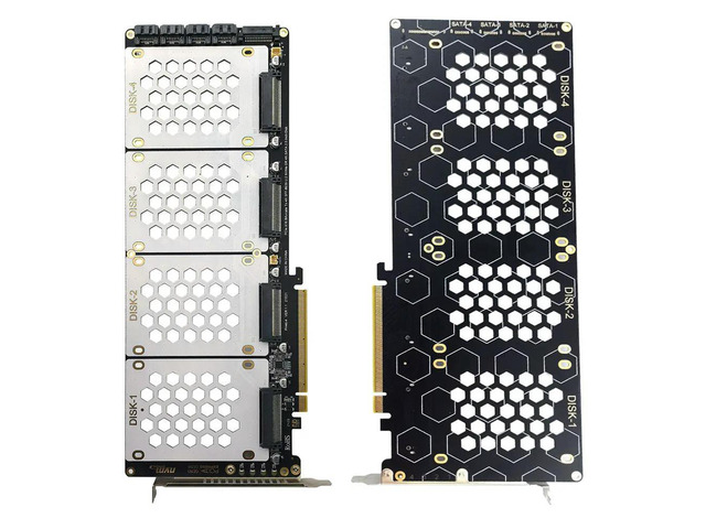 4-Port NVMe Interface PCIe X16 Conversion Card Motherboard Support PCIe X4x4x4x4 Bifurcation U.2 PCIe Adapter for PC