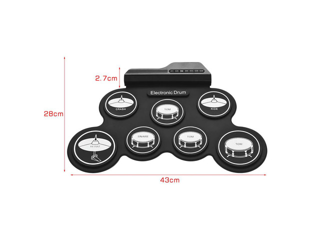 Roll-Up Drum Practice Pad with Drumsticks Foot Pedals Electric Drum Pad Silicone Electric Drum Holiday Birthday Gift for Kids