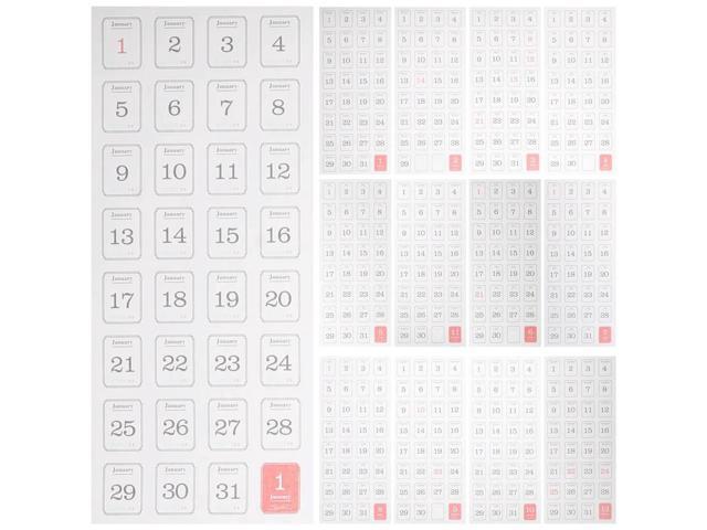 1Set Date Sticker Diary Planner Tabs Self-Adhesive Calendar els for Notebook Scrapbook Daily Use School Office Organization