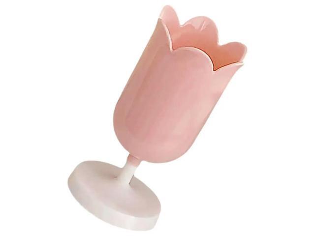 Tulip Pen Holder Plastic Flower Shaped Desk Organizer for Pens Makeup Brushes Home Office School Decor Cute Pink Desktop