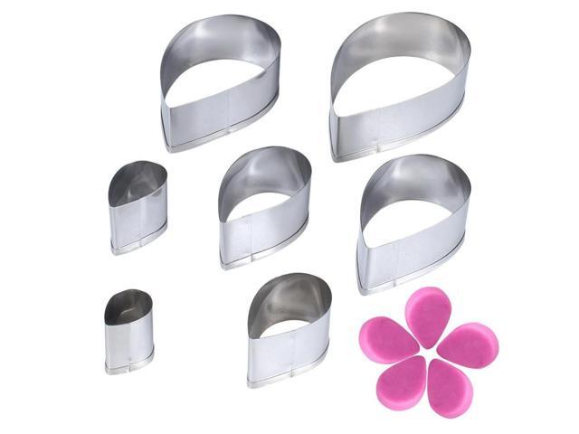 Flower Cutter Stainless Steel Water Drop Shape Fondant Mold Petal Stencils Cookie Cutter Cake Decoration Tool 7Pcs