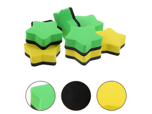 8pcs Magnetic Whiteboard Eraser EVA Felt Cartoon Star Yellow Green Dry Erase Board Cleaning Tools Classroom Supplies