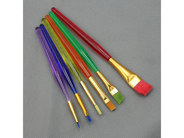 6Pcs Cake Icing Decor Painting Brushes Set Plastic Bristles 5.12-6.11inch for Halloween Pumpkins Easter Eggs Christmas Ornaments