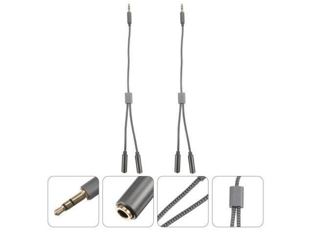 2Pcs 3.5mm Audio Cable Splitter Nylon Woven Headphone Splitter Adapter for Stereo Lossless Splitting