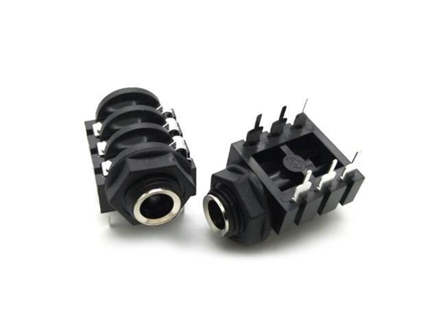 Microphone Female Stereo Audio Socket Jack Connector 6PIN 6.35mm 10PCS