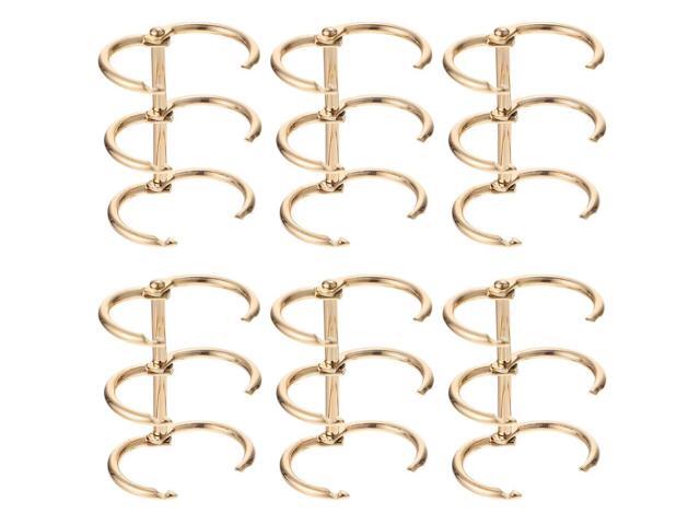 6 Pcs Golden l Binder Rings Loose Leaf Folder Book Clip Ring Three Hole Punch Notepad Clip Ring Office Binding Supplies
