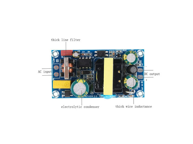 AC100-265V to 12V/24V Bare Circuit Board for Repair Short Circuit Protection AC-DC 12V2A/24V1A 24W Switching Power Supply Module