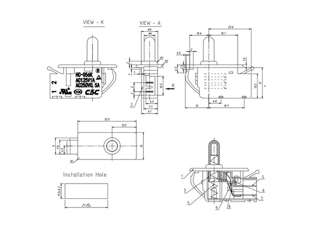 1PCS 2Pin Refrigerator Spare Parts Door Light Control Normally Closing Push Button Switch Refrigerator Door Freezer Door Switch
