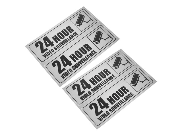 2 Sheets PVC Security Warning Sticker Self-Adhesive Waterproof Fade-Resistant Monitoring Decal for Office Store Restaurant Cafe