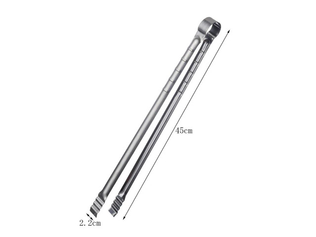 Extra Long Grill Tongs 45CM Stainless Steel for Kitchen Cooking Grilling Barbecue Food Clip Tool Silver