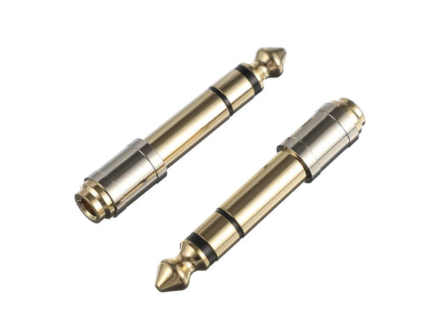 2Pcs Gold Plated Earphone Adapter Copper 6.35mm to 3.5mm Headphone Jack Adapter for Amplifier Mixer Audio Extension Cable