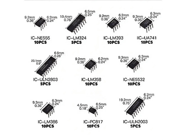 Integrated Circuit Chip Kit 10 Value IC Chip NE555 LM324 LM393 UA741 ULN2803 LM358 LM386 NE5532 ULN2003 PC817 Kit 85PCS/Box