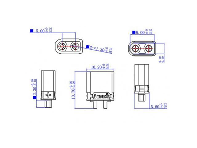5Pair XT30U-M/F Male Female Bullet Connector DC500V 30A Charging Plug for RC Multi Axis Aircraft Fixed Wing Lipo ESC
