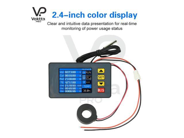 2.4 Inch Color Screen Multifunction AC 50-300V Monitor Voltage Current Power Meter With External Closed Current Transducers 100A