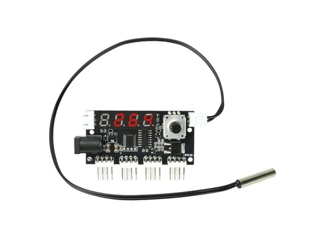 4-Channel PWM Fan Speed Controller DC 5-30V 5A Temperature Control with Temperature/RPM Display 10K NTC Temperature Probe