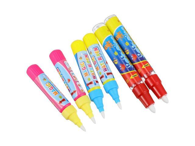 6Pcs Water Doodle Pens Absorbent Tips Vibrant Colors No Stains Easy Use Thick Tips Aqua Drawing Replacement for