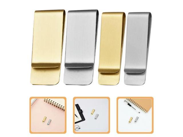 4Pcs Stainless Steel Money Clip Multifunctional Pen Holder Clip for Notebooks Journal Office File Organizer Pen Holder