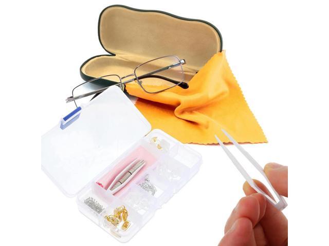 1Set Eyeglasses Repair Accessories Kit Silicone Nose Pads Tweezers Microfiber Cloth Screws Rotating Head Stable Grip Daily