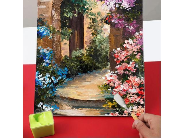 12Pcs Professional Art Painting Scrapers Stainless Steel Blades Plastic Handles for Palette Mixing Canvas Oil Acrylic Gouache