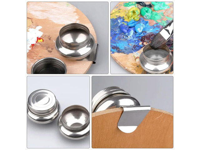 2Pcs Oil Pot Painting Brush Washing Pot Stainless Steel Brush Cleaner Container Removable Lid for Watercolor Paint