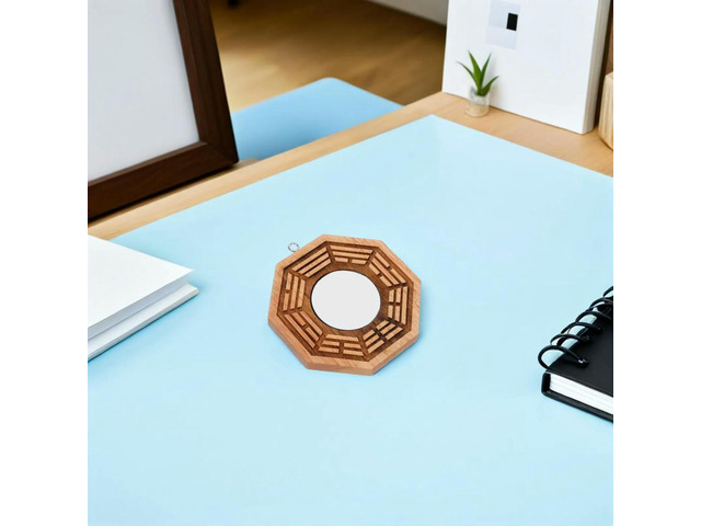 Wooden Bagua Mirror Feng Shui Pendant Chinese Convex Door Mirror Home Protection Charm Lucky Ornament Prosperity Harmony