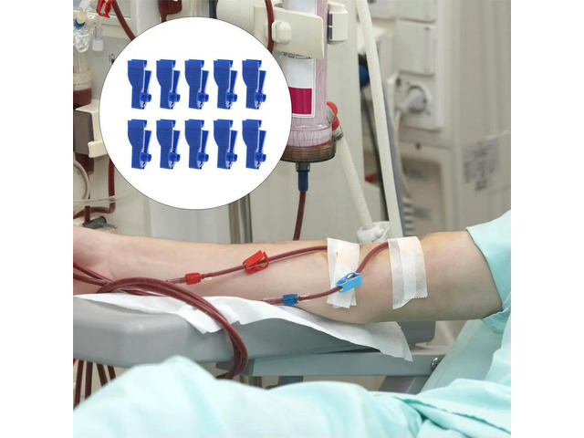10Pcs Peritoneal Fixing Clips Blue ABS Material Peritoneal Tubing Clamp for Dialysate Flow Control in Therapy