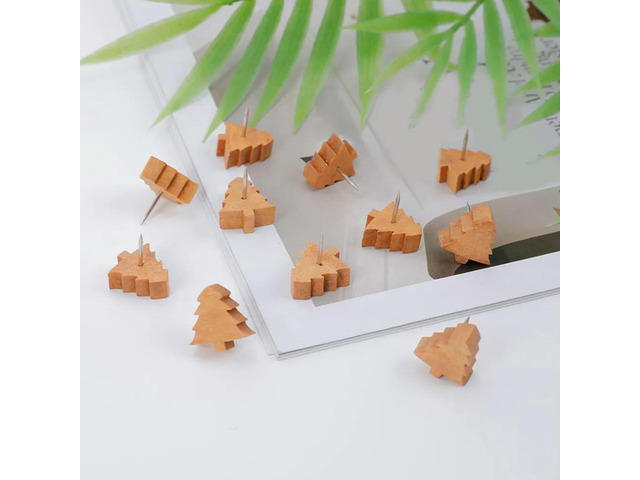 80Pcs Wooden Tree Push Pins Decorative Natural Wood Thumb Tacks for Cork Board Photo Wall Bulletin Board Map Calendar DIY Home