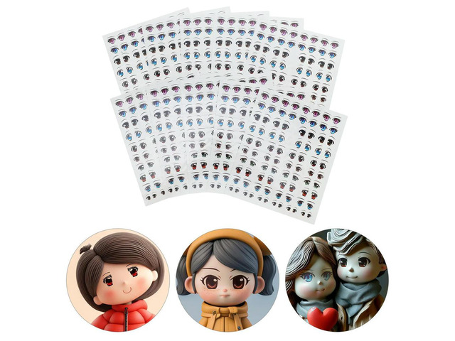 10 Sheets Detailed Cartoon Eye Decals Water Transfer Technology for Clay DIY Craft Supplies Eye Stickers for Crafting