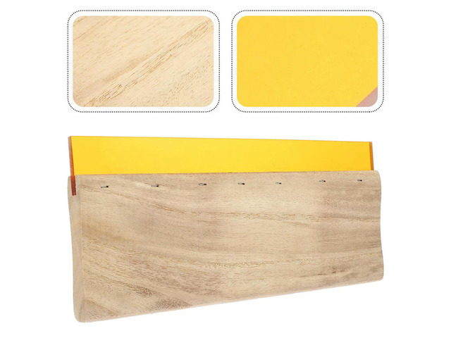 Flat Wooden Ink Scraper Screen Printing Squeegee with Wear Resistant Rubber for Hand Printing Fabric Silk Screen Supplies Home