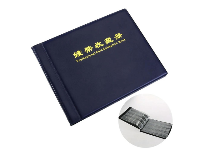 Coin Collection Album Book 240 Pockets 10 Pages for Coins Caps Tokens Medallions Badges Dark Blue PU Opp 20.5x15x1.4cm