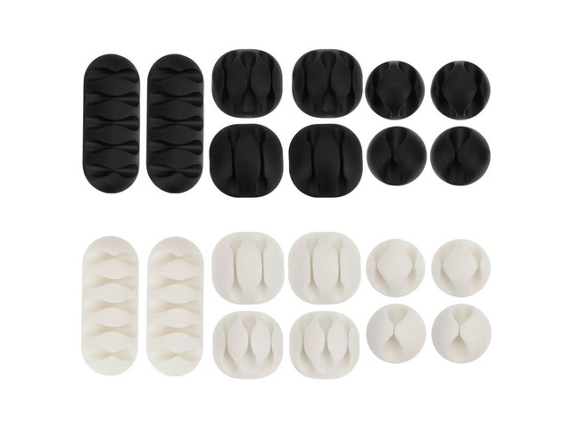 20Pcs Premium Self-Adhesive Cable Clips for Effective Cord Management on Wall Desk Bedside Table Office Home USB Charging Cables