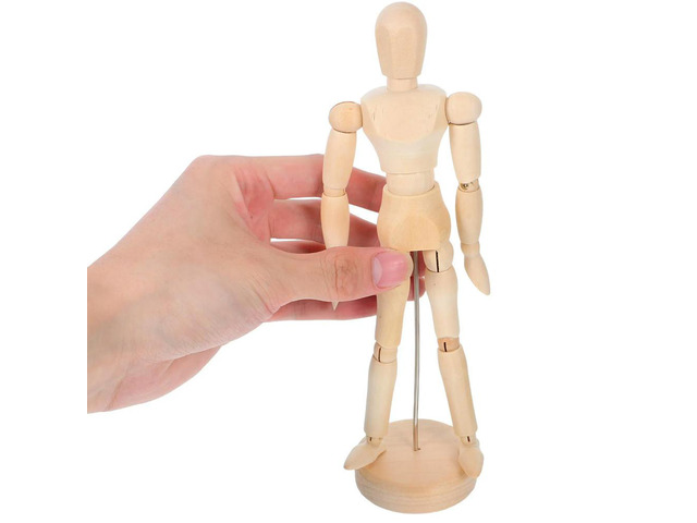 2Pcs Sturdy Wood Artist Mannequin with Smooth Surface Easy to Paint Flexible Limbs for Anatomy Practice Figure Drawing Art