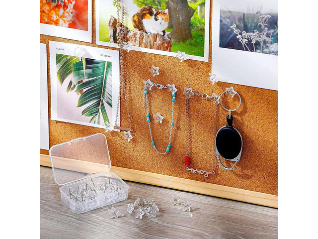 200Pcs Star Shaped Thumbtacks Plastic Push Pins Clear Drawing Pins Bulletin Board Poster Supply Home School Office Use